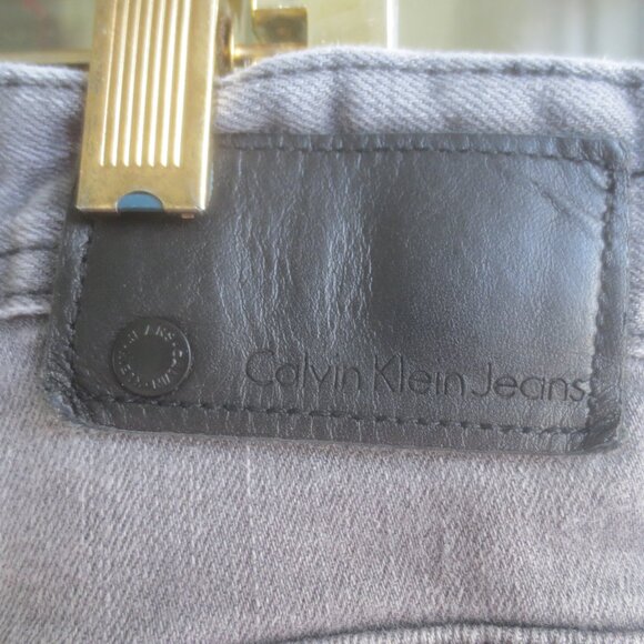 Calvin Klein Button Down Fly Grey Straight Legs Denim Jeans - Size 34 x 30 Men's - Picture 12 of 16